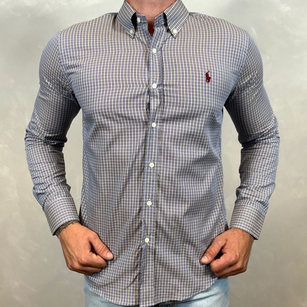 Camisa Manga Longa PRL Xadrez Azul