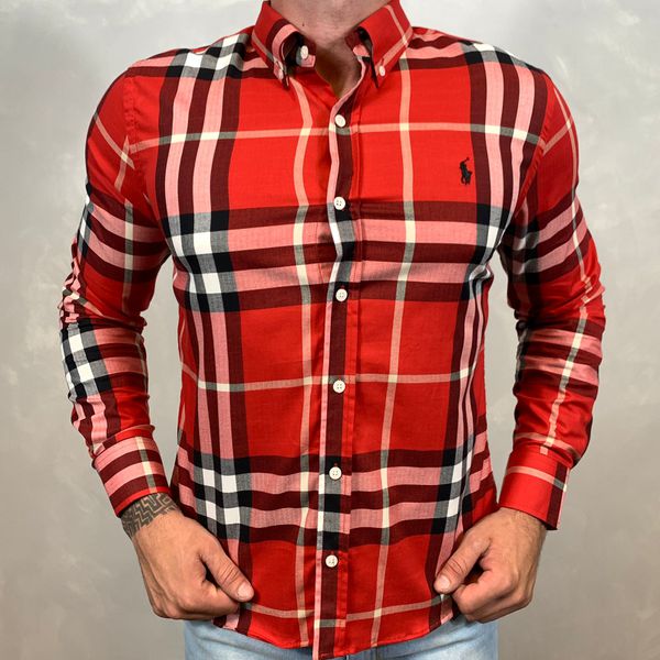 Camisa Manga Longa PRL Xadrez Vermelho⭐