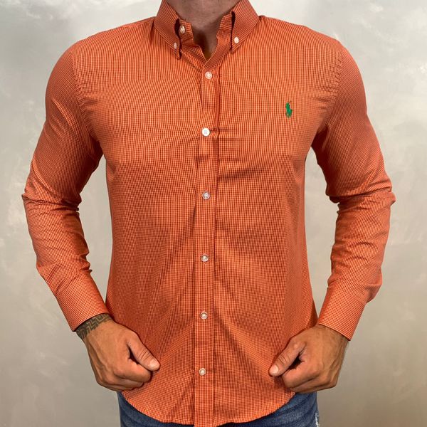 Camisa Manga Longa PRL Xadrez Laranja ⭐