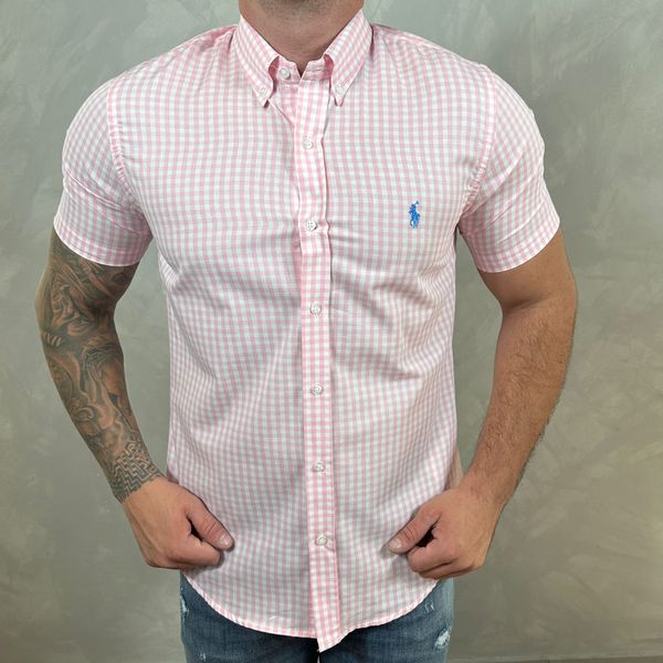 Camisa Manga Curta PRL Xadrez Rosa 