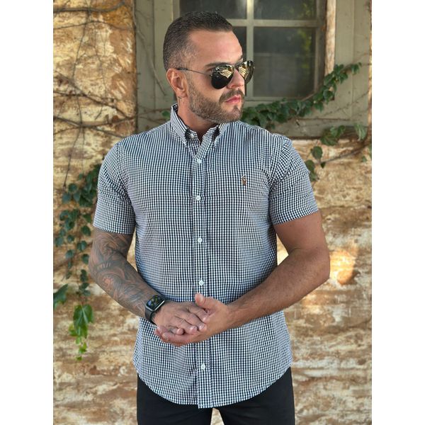 Camisa Manga Curta PRL Xadrez Preto