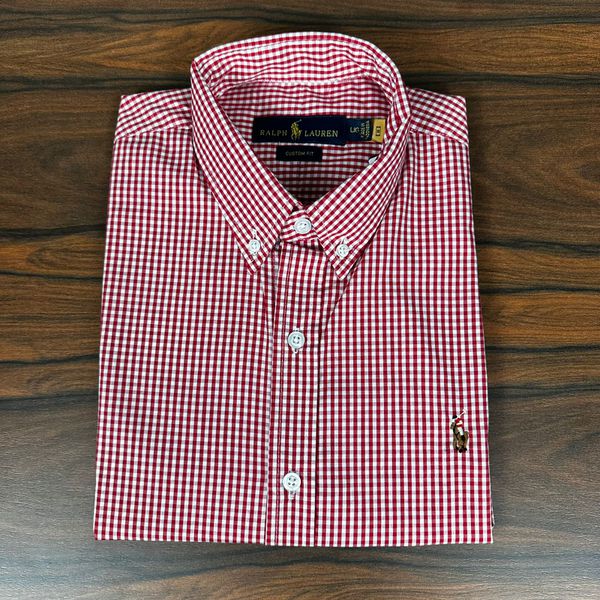Camisa Manga Curta PRL Xadrez Vermelho