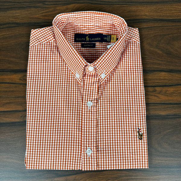 Camisa Manga Curta PRL Xadrez Laranja