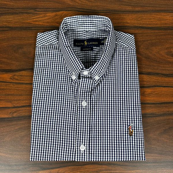 Camisa Manga Curta PRL Xadrez Azul