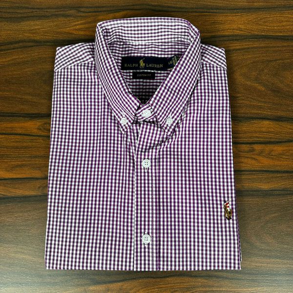 Camisa Manga Curta PRL Xadrez Fúcsia