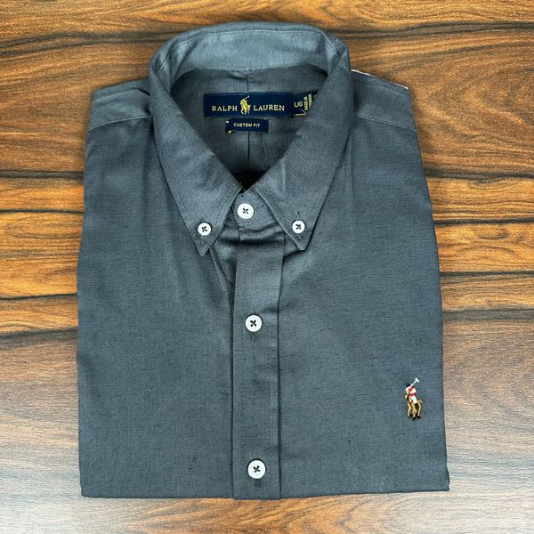 Camisa Manga Curta Ralph L. - Oxford - Cinza
