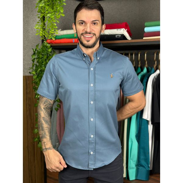 Camisa Manga Curta PRL Azul