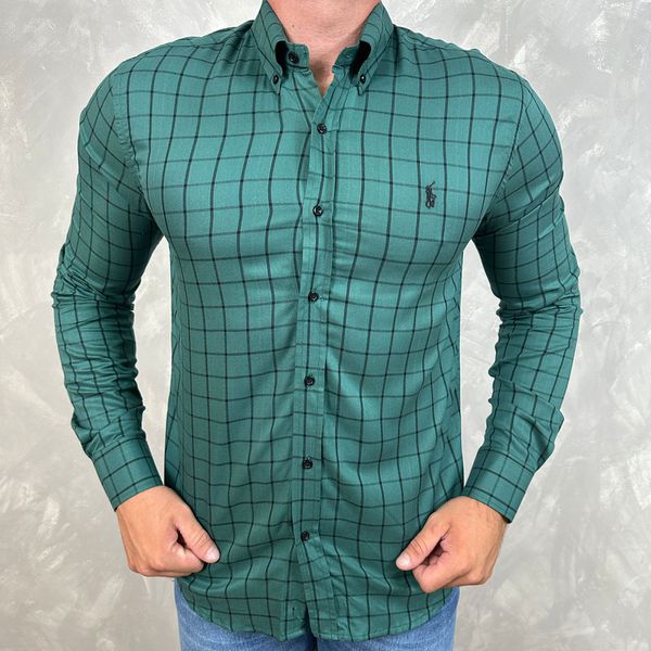 Camisa Manga Longa PRL Xadrez Verde⭐