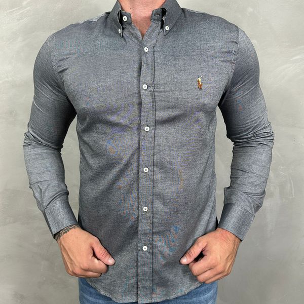 Camisa Manga Longa PRL Cinza⭐