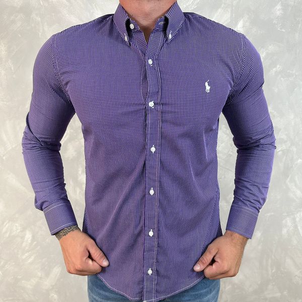 Camisa Manga Longa PRL Xadrez Roxo