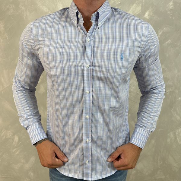 Camisa Manga Longa PRL Xadrez Azul