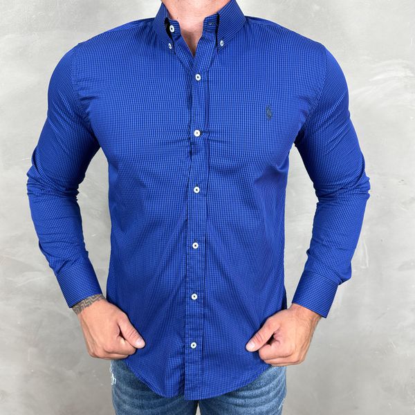 Camisa Manga Longa PRL Xadrez Azul 