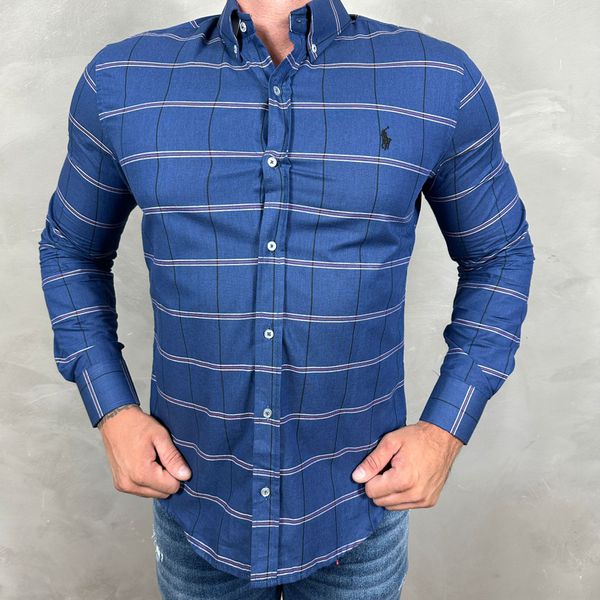 Camisa Manga Longa PRL Xadrez Azul