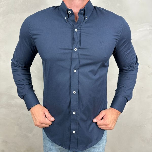 Camisa Manga Longa CK Azul 