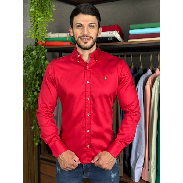 Camisa Manga Longa PRL Vermelho .