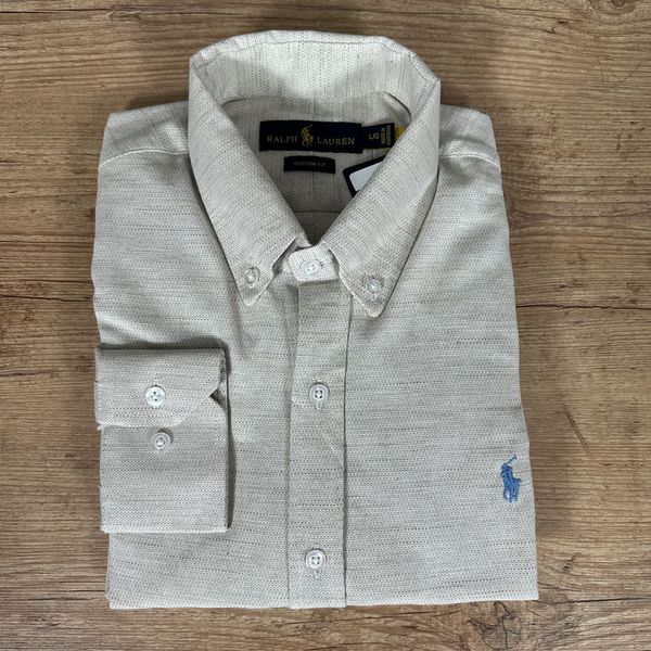 Camisa Manga Longa Linho PRL Creme.