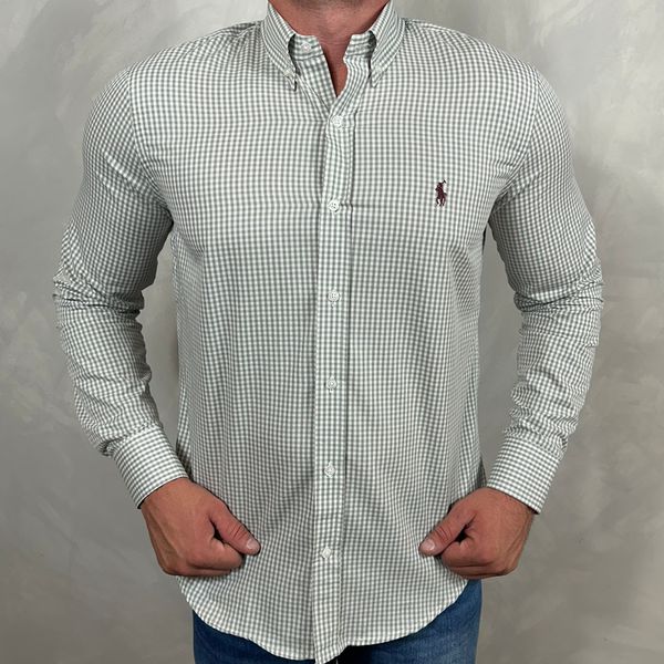 Camisa Manga Longa PRL Xadrez Cinza