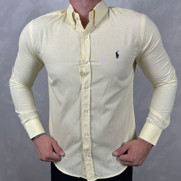 Camisa Manga Longa Linho PRL Amarelo