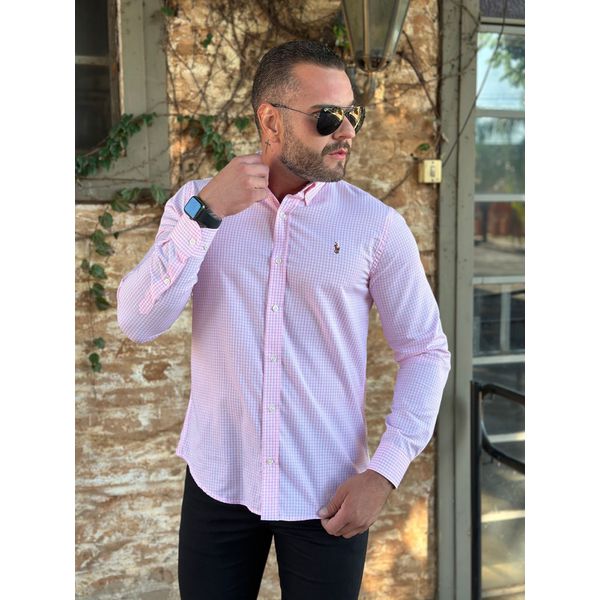 Camisa Manga Longa Xadrez PRL Rosa