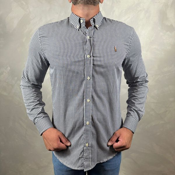 Camisa Manga Longa PRL Xadrez Azul