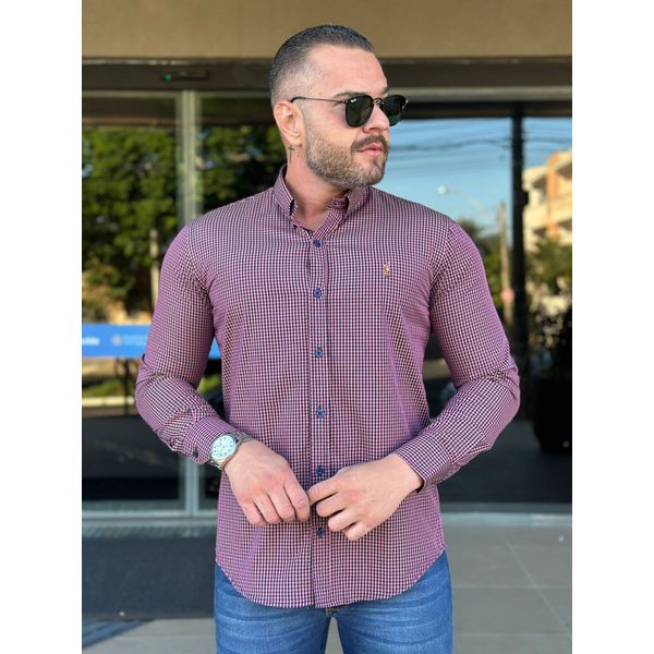 Camisa Manga Longa PRL Xadrez Roxo