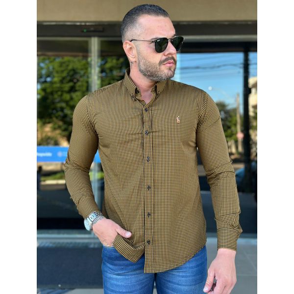 Camisa Manga Longa PRL Xadrez Amarelo