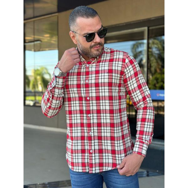 Camisa Manga Longa TH Xadrez Vermelho