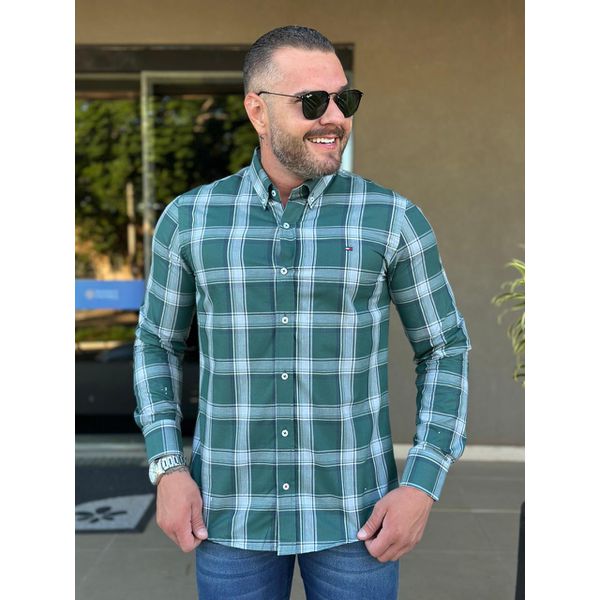 Camisa Manga Longa TH Xadrez Verde