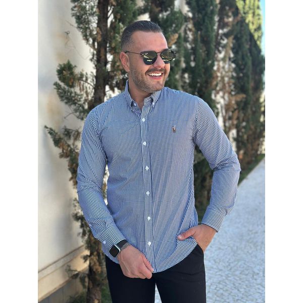 Camisa Manga Longa PRL Xadrez Azul