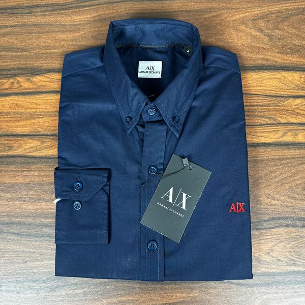 Camisa Manga Longa Armani Azul 