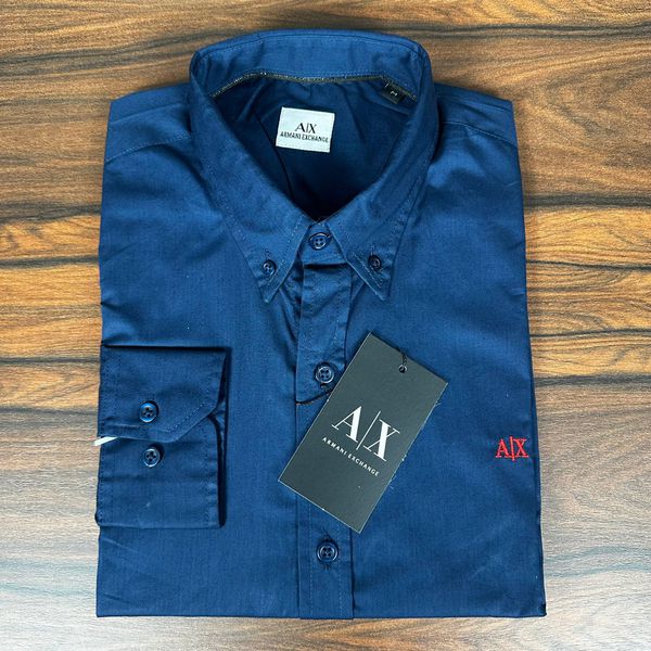 Camisa Manga Longa Armani Azul 
