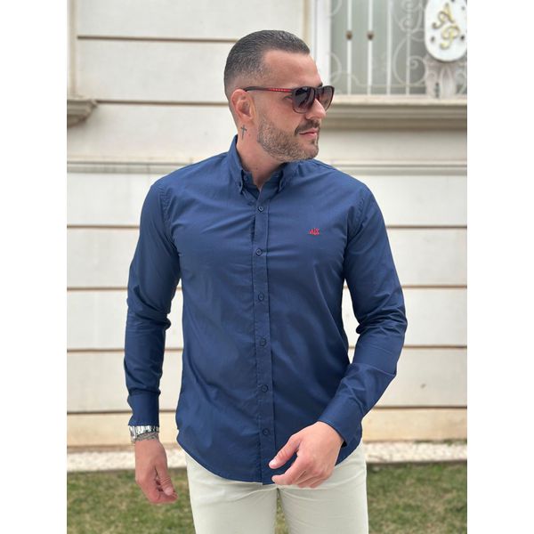Camisa Manga Longa Armani Azul