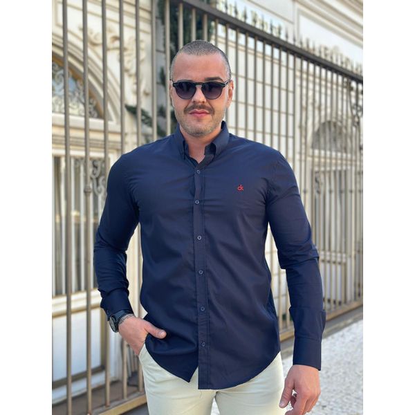 Camisa Manga Longa CK Azul