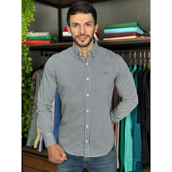 Camisa Manga Longa PRL Xadrez Azul