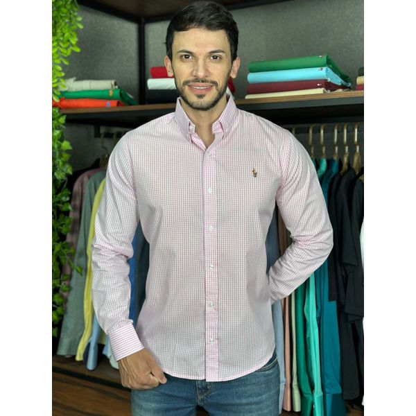 Camisa Manga Longa PRL Xadrez Rosa