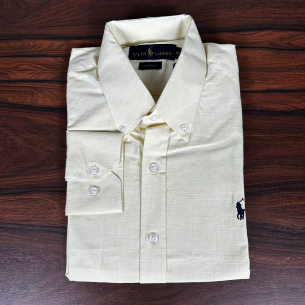 Camisa Manga Longa Linho PRL Amarelo.