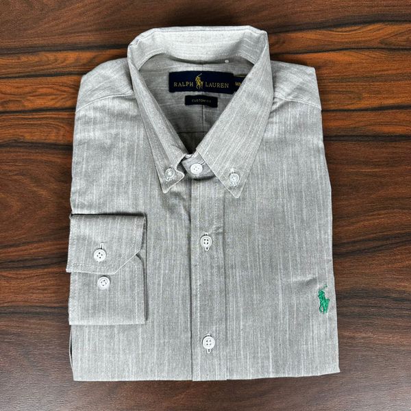 Camisa Manga Longa Linho PRL Cinza.