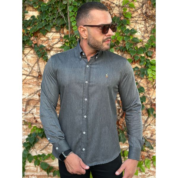Camisa Manga Longa PRL Chumbo. 