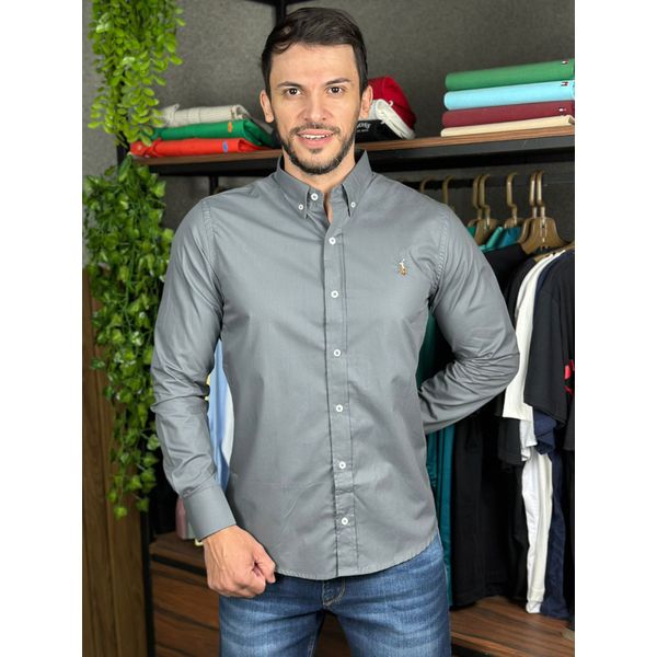 Camisa Manga Longa PRL Cinza. 