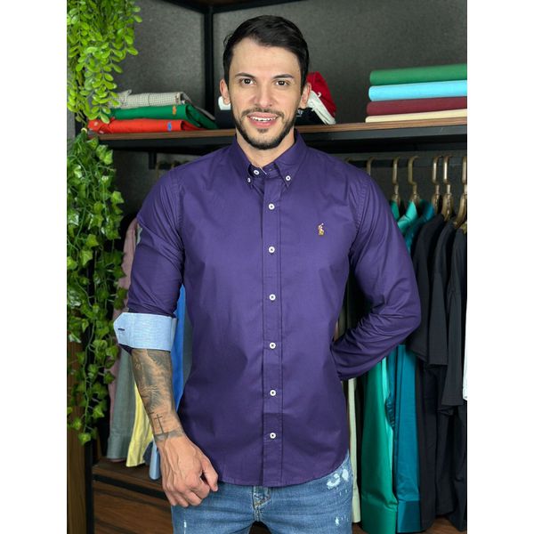 Camisa Manga Longa PRL Roxo. 