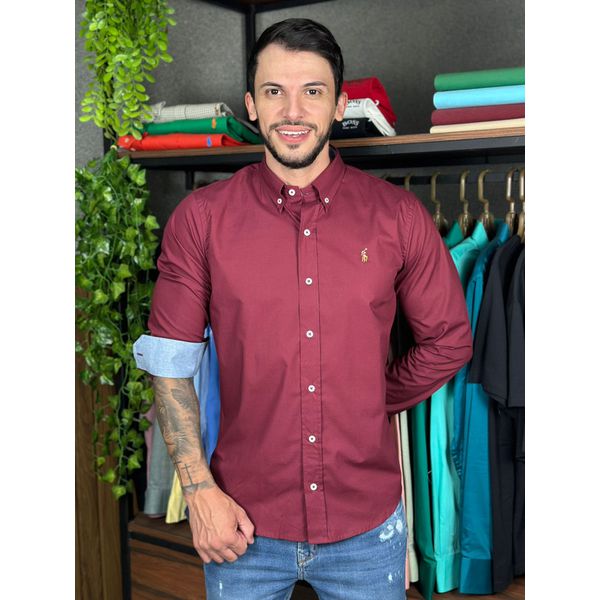 Camisa Manga Longa PRL Vinho. 