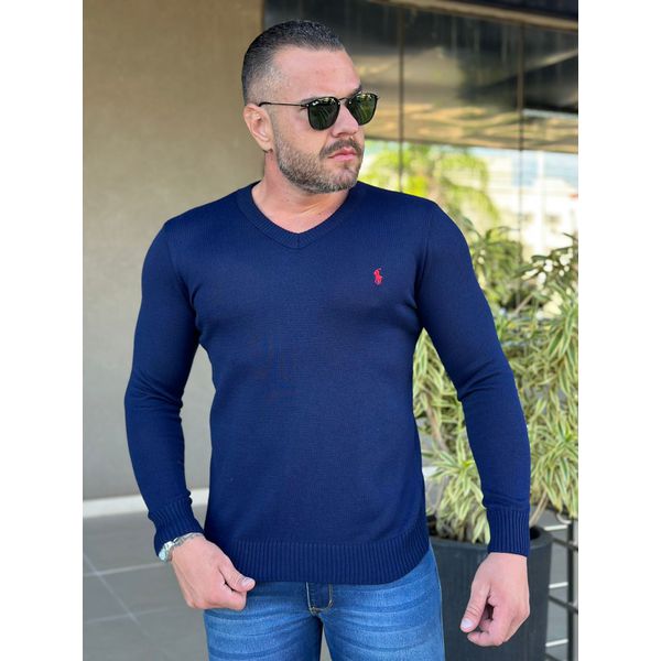 Suéter PRL Gola V Azul