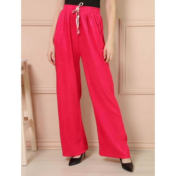 Calça Pantalona Plissada Pink 