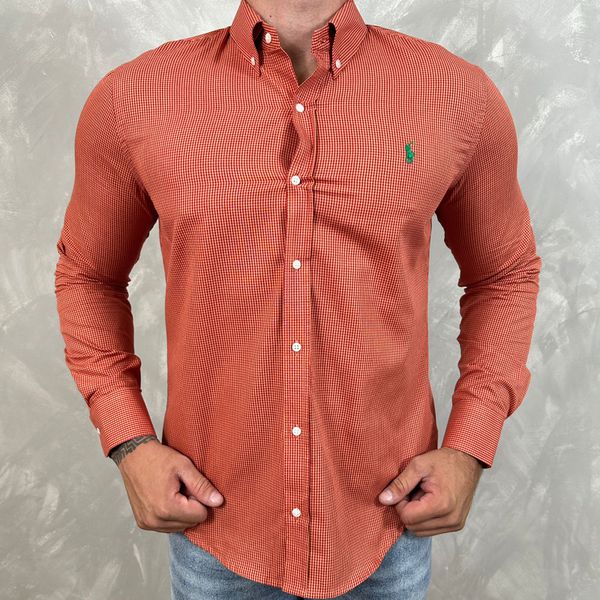 Camisa Manga Longa PRL Xadrez Laranja