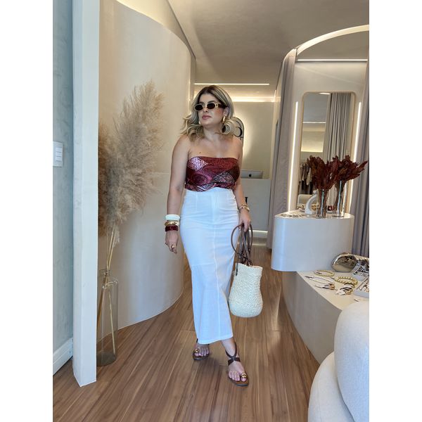 Saia Midi Beth Branco 