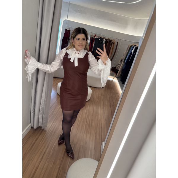 Vestido Couro Valentina Bordo 