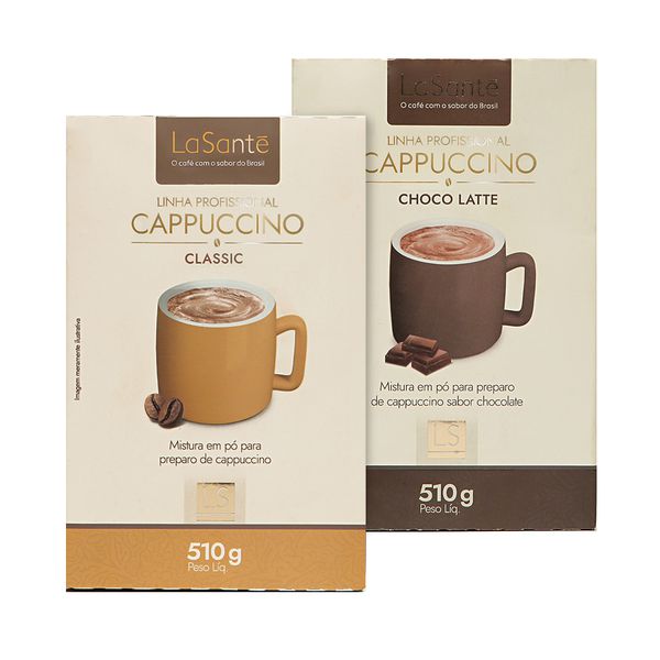 Combo com Cappuccino Classic Tradicional LaSanté 500g + Cappuccino ChocoLatte LaSanté 500g