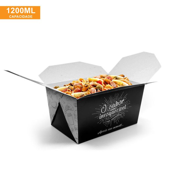 EMBALAGEM BOX ANTIVAZAMENTO 1200ML BLACK GOURMET- 50 UNIDADES