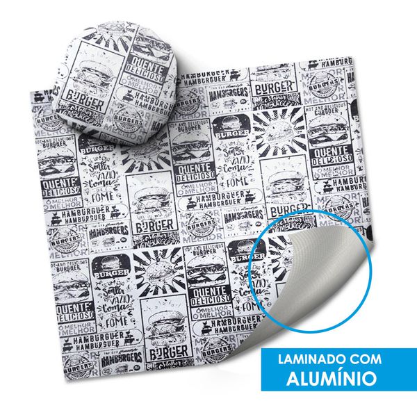 Papel Acoplado com Alumínio para Hambúrguer - WHITE - 500 unidades