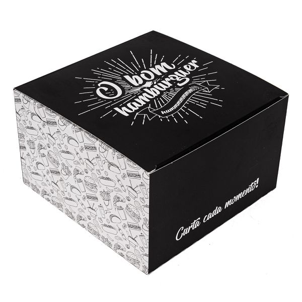 CAIXA LANCHE HAMBURGUER GRANDE BLACK GOURMET - 50 UNIDADES 